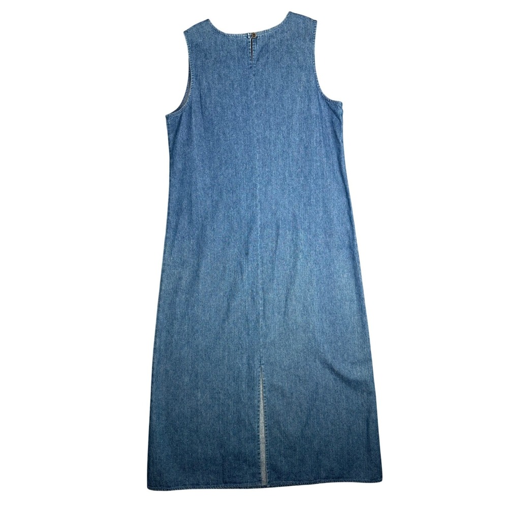 Denim &Co Floral Embroidered Jumper Dress Denim Maxi L Vintage Blue Cottage Y2K - Picture 7 of 9